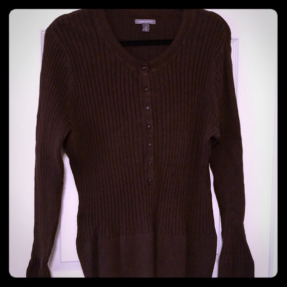 *SOLD* Apt 9 Chocolate Brown Cable Knit Sweater. - Picture 2 of 8